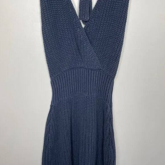 NICHOLAS Halter Dress Women XS Blue Knit Sweater Cotton Blend Mini - Picture 4 of 14